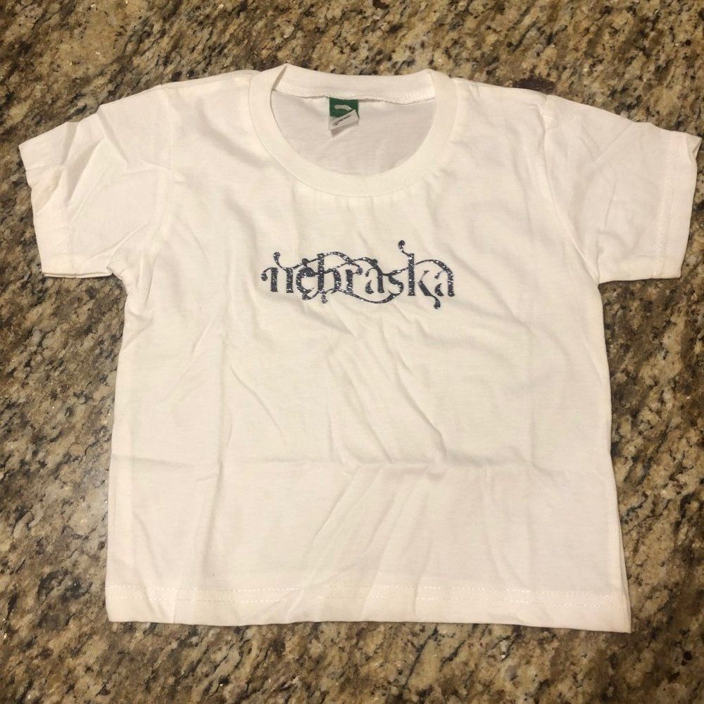 White "Nebraska" T-Shirt 5186 24 months Handmade NWT Boutique